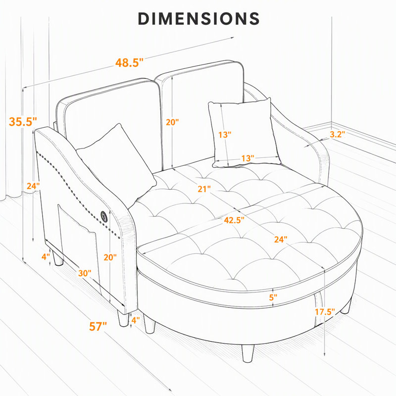 48.5 " Velvet Sofa