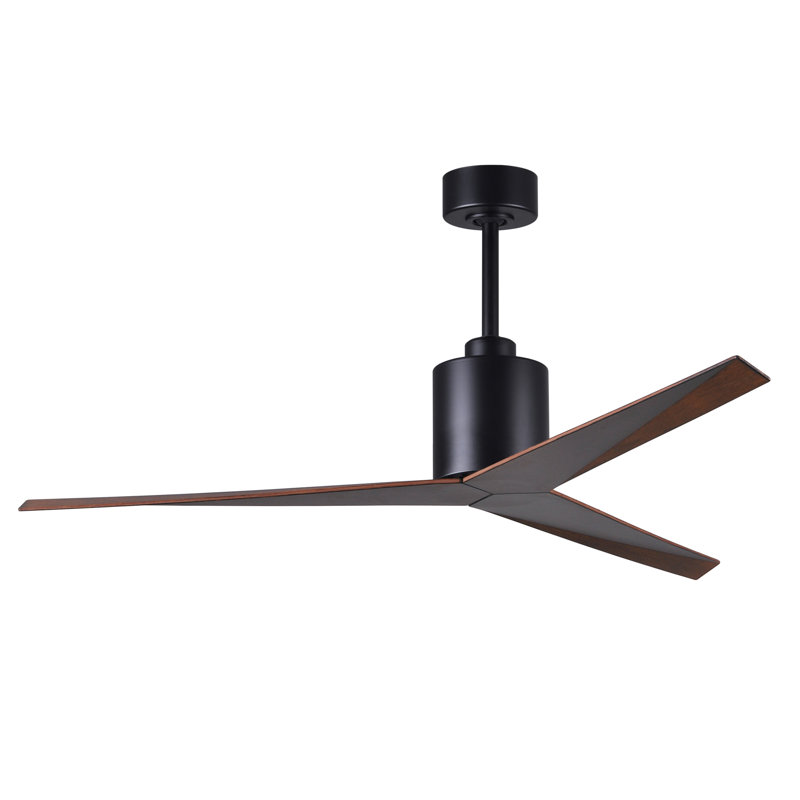 Ventilateur de plafond standard à 3 pales de 56 po avec télécommande, Ton noyer, Noir mat