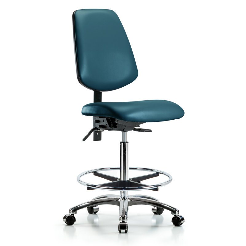 Chaise de travail ergonomique Landolfo, Bleu marine, Roulettes, Non