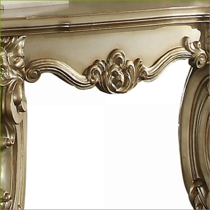 Patine dorée Table basse Bone avec pieds à volutes, surface carrée polyvalente pour le salon