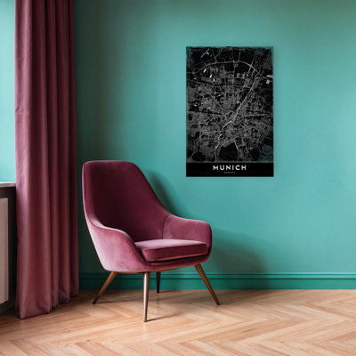 " Munich Dark City Map Retro Vintage City Architecture Wall Art Print " by StudioSix