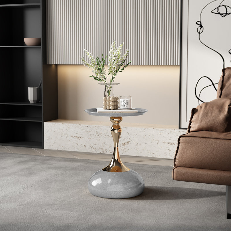 Table d'appoint moderne avec base lestée, finition résistante aux égratignures et nano-enduite - Table d'appoint polyvalente pour le salon, la chambre à coucher, le balcon