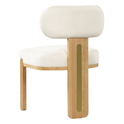 Chaise rembourrée moderne et minimaliste avec pieds en bois d'hévéa massif (Sef of 2), naturel + beige