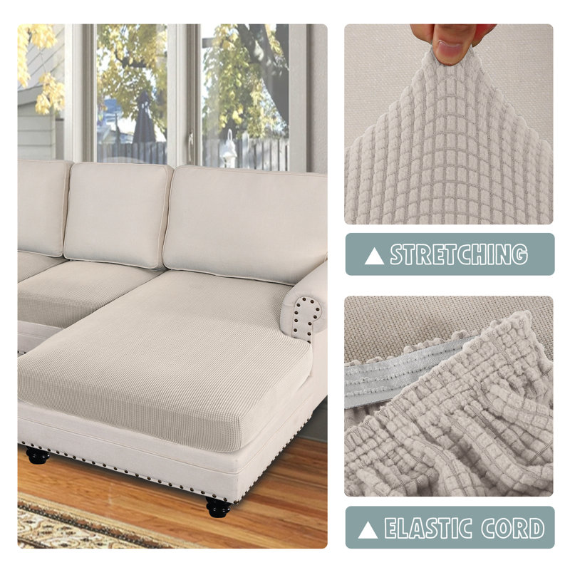 Box Cushion Sectional Slipcover, Ivory