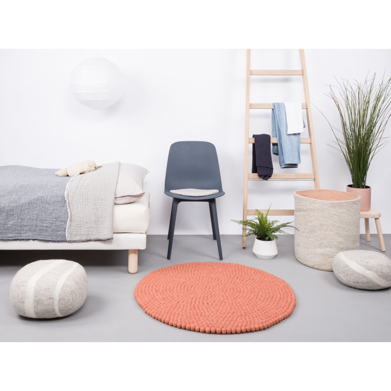 Round Solid Colour Wool Hand Woven Area Rug, Round 50cm
