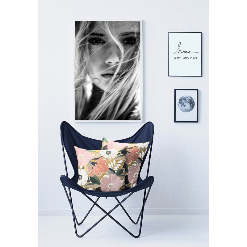 Astrid Floral Square Cushion, Light Orange, 39cm H x 39cm W x 5cm D