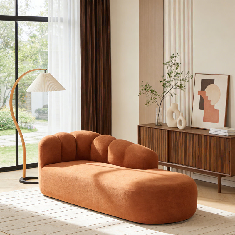 Méridienne à compression moderne avec dossier rembourré, Orange foncé