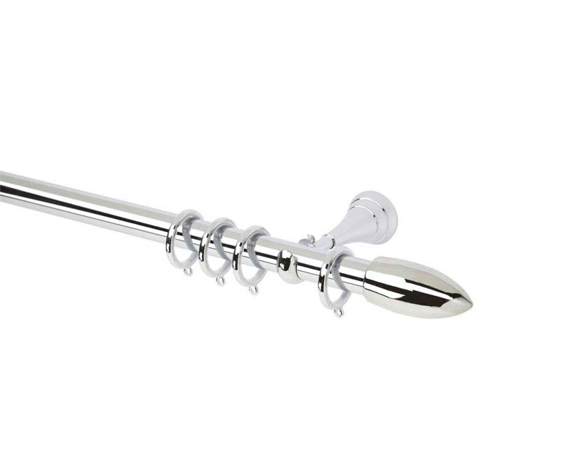 Single Curtain Pole, 120cm W, Chrome