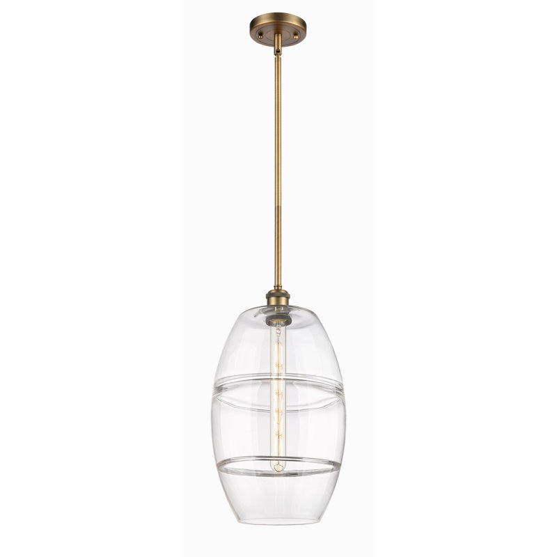 Luminaire suspendu à 1 tige Ballston Bettylou-516-G557, H 18,5 po x l 10 po x P 10 po, Transparent, Laiton brossé