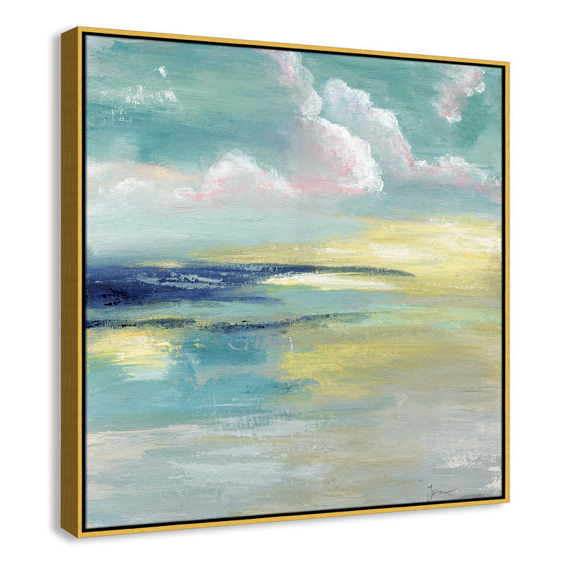 «Bertie Ocean View» par Tava Studios - reproduction d'art, H 37,5 po x l 37,5 po x P 2 po, Toile avec cadre doré