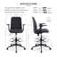 Chaise ergonomique ergonomique à dossier moyen avec anneau de pied, tabouret de bureau pivotant haut assorti, gris foncé