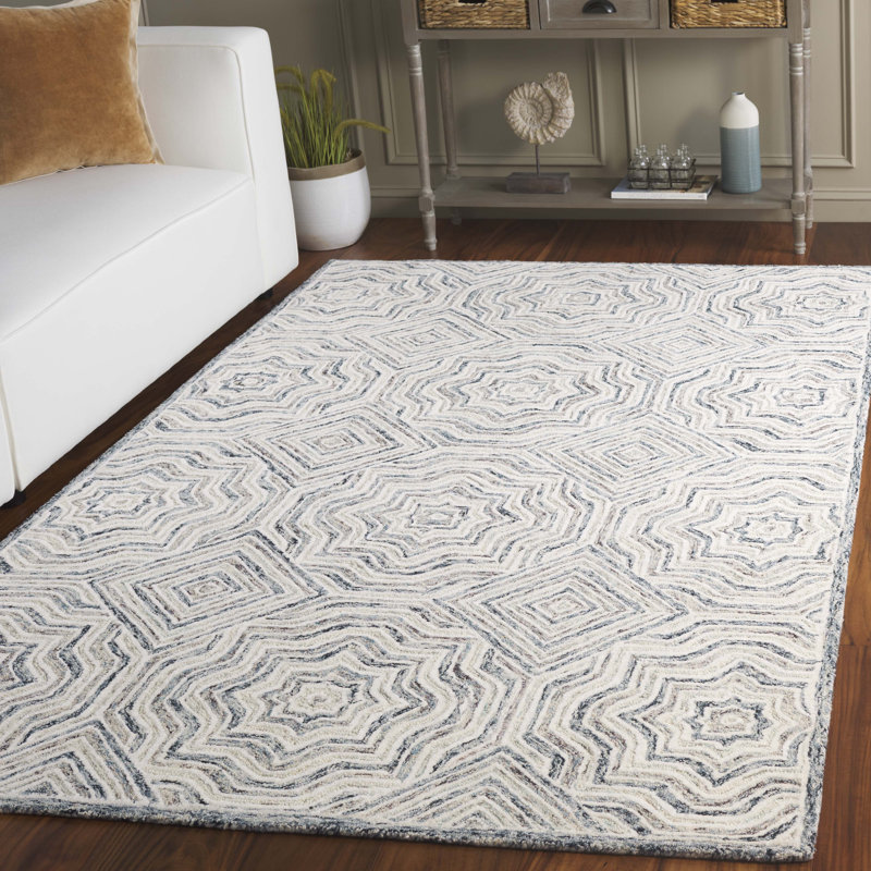 Tapis géométrique en laine touffeté à la main Daniel, Carré 3 pi