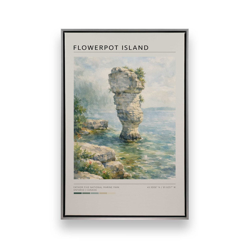 «Flowerpot Island», reproduction d'art sur toile, 8 po x 12 po, Cadre flottant en chrome poli