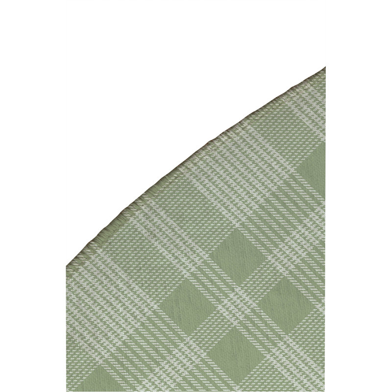 Lily Tartan Non-Slip Outdoor Rug, Round 5'