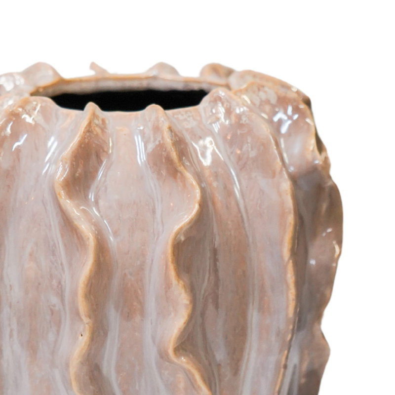 Scarlet Coral Reef Green Planter H18cm D23cm, Pink, 24cm H x 18cm W x 7.09cm D
