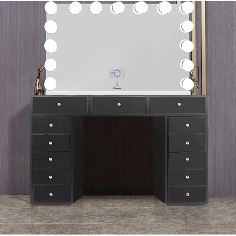 Coiffeuse Hollywood avec miroir, Blanc, H 33,5 po x l 43,5 po