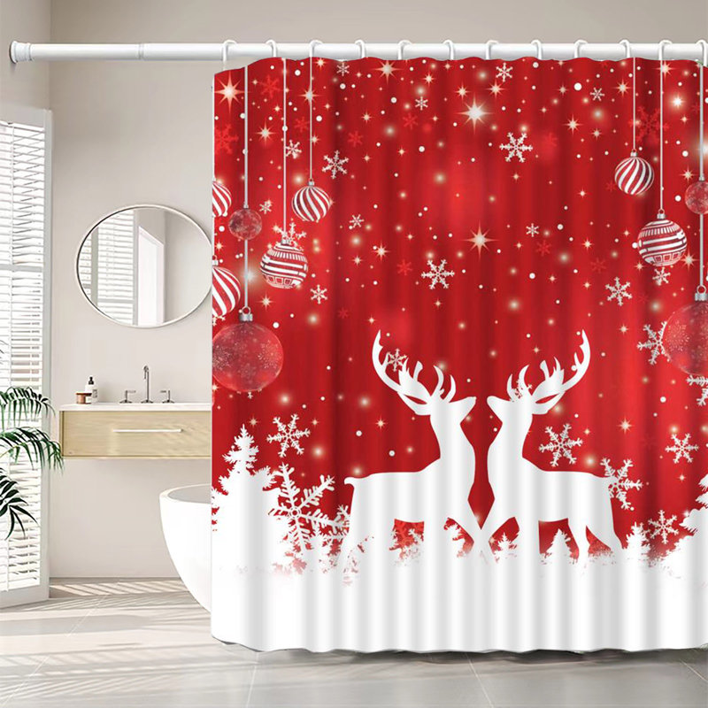 Hayllie Snowflake and Reindeer Shower Curtain