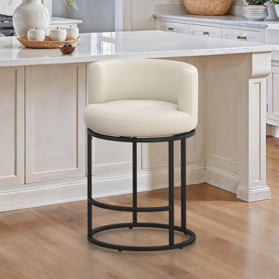 Tabouret de bar 26 "sculptural moderne avec dossier cylindrique avec structure cylindrique en métal