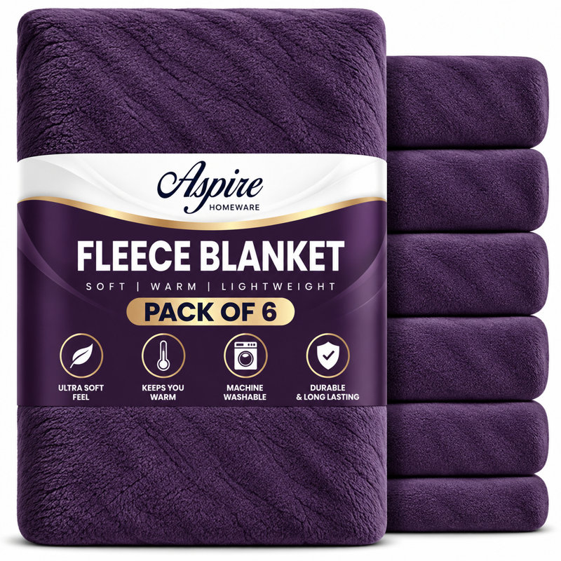 Aspire Homeware Purple Fleece Blanket, Double (150cm Width X 200cm Length)