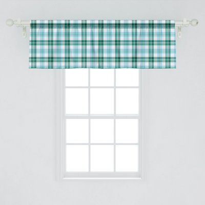 Ambesonne Turquoise Valance Pack of 2 Checkered Tartan 54"X18" Sea Green Pale Blue