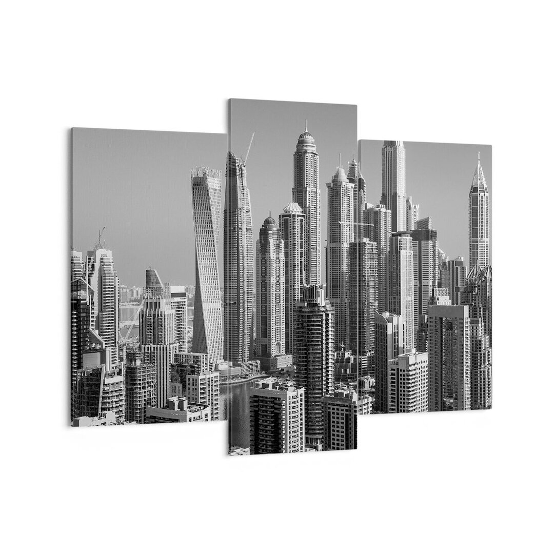 3-tlg. Leinwandbilder-Set Wolkenkratzer Fotografie Dubai