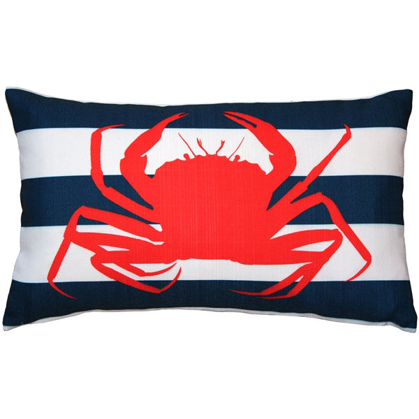 Crab Striped Reversible Throw Pillow
