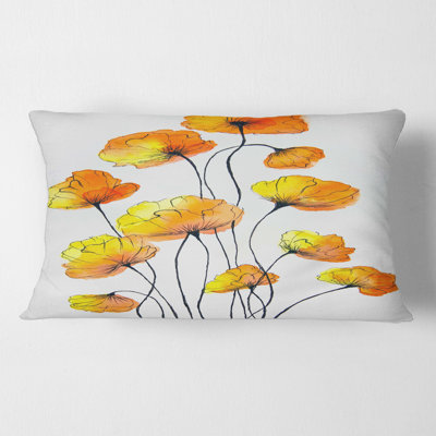 Yellow Country Flowers - Traditional Printed Pillow