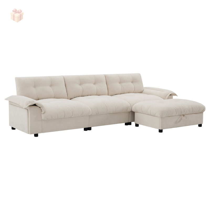 Canapé modulaire polyvalent avec repose-pieds détachable, accoudoirs multifonctionnels et conception capitonnée pour une vie moderne