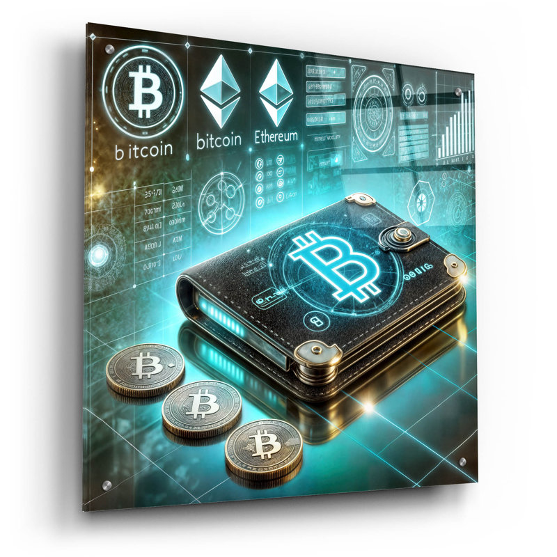  «Crypto Wallet» par Rey Klimt, art mural en verre acrylique, 24 po x 24 po