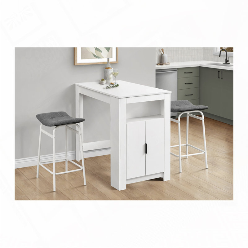 Tabouret de bar, hauteur de comptoir, ensemble de 2,, Siège gris / cadre blanc