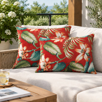 Ensemble de 2 coussins décoratifs d'extérieur, coussins lombaires imperméables résistants aux rayons UV de 20 po x 12 po pour le patio