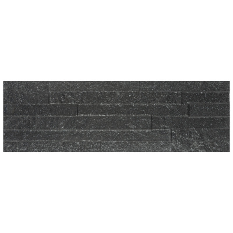 Tikal 7" x 20" Ceramic Stone Look Wall Tile, Black