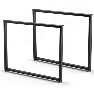 Heavy Duty Square Metal Table Legs Set Of 2 With Adjustable Feet For Dining Table Desk Base Replacement 1000 LBS Load Capacity Industrial Black Finish