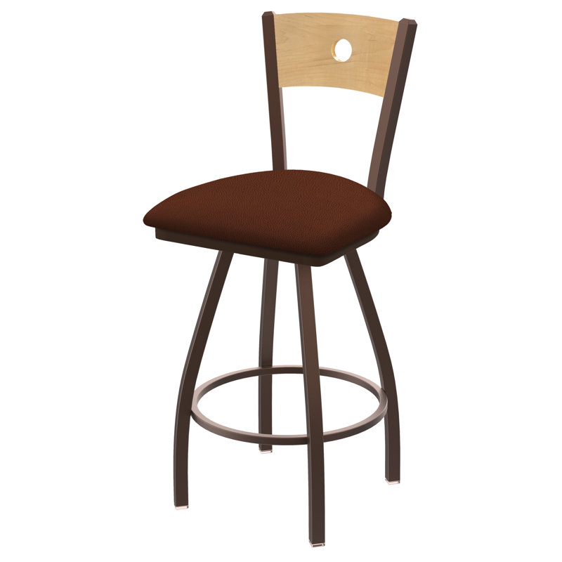 Tabouret pivotant Voltaire, Chêne naturel, Bronze, Siège Rein Rein / finition érable naturel