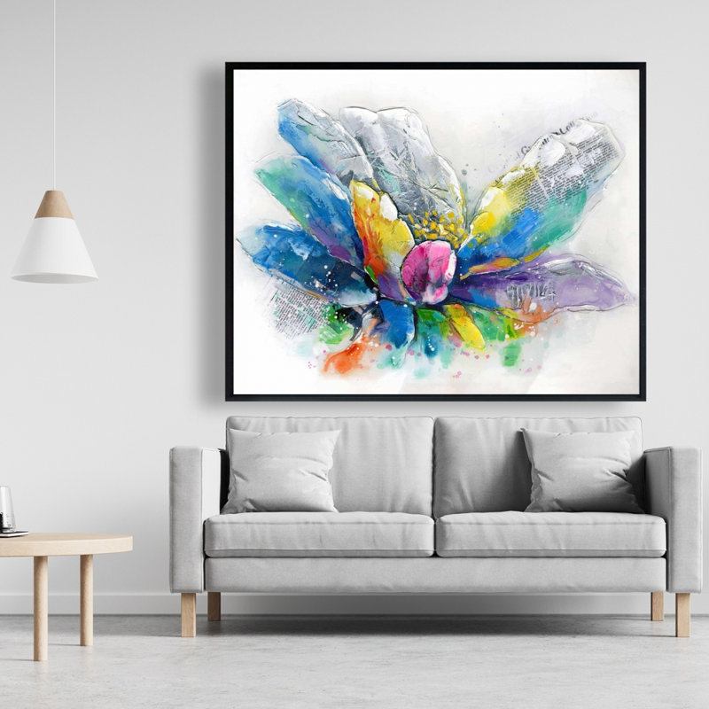 " Abstract Flower With Newspaper " on, H 48 po x l 60 po