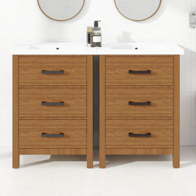 Ensemble de meuble-lavabo de salle de bain avec lavabo en céramique, armoire de rangement moderne avec tiroirs