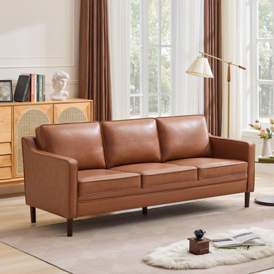 Barton 80.31'' Faux Leather Square Arm Sofa