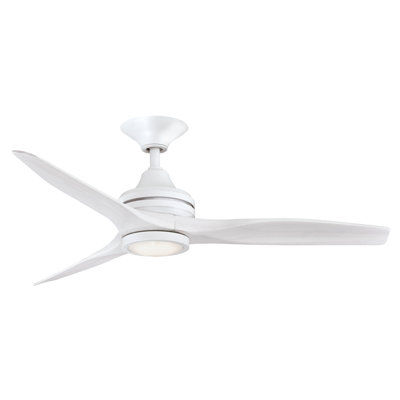 Spitfire 48 inch Indoor/Outdoor Ceiling Fan with LED Light Kit - Matte White with Washed White blades