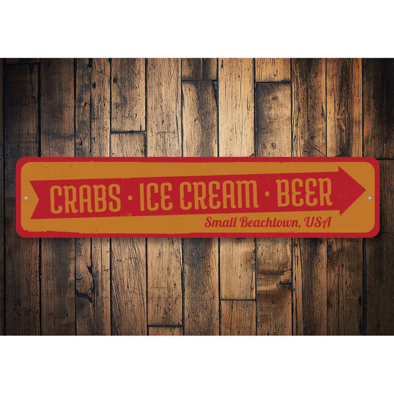Plaque en aluminium Crabs Ice Cream Beer, H 4 po x l 18 po x P 0,04 po