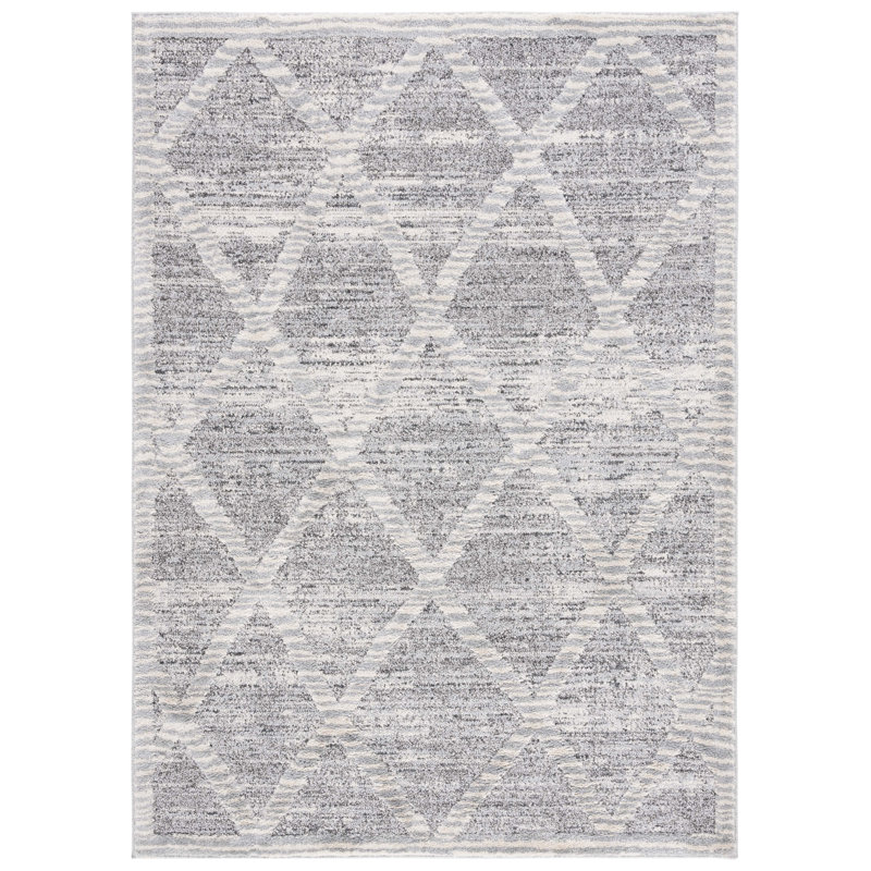 Gray Geometric 4' x 6' Tufted Shag Rug