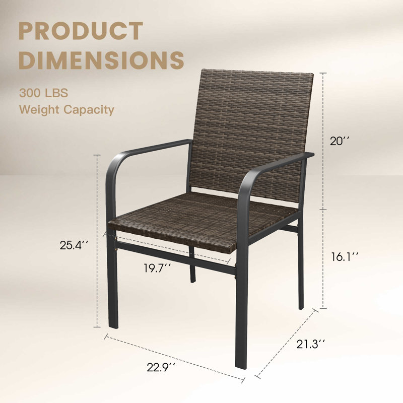 Ensemble de 6 chaises de patio en rotin, Brun