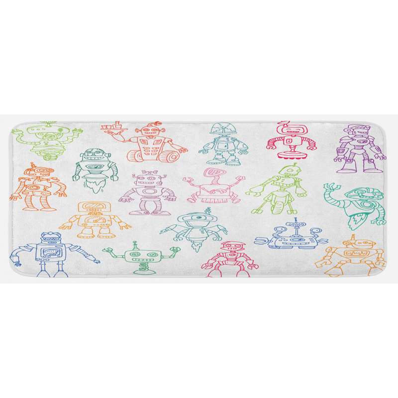 Dessins de divers robots exécutant un certain nombre de tâches Tapis de cuisine multicolore