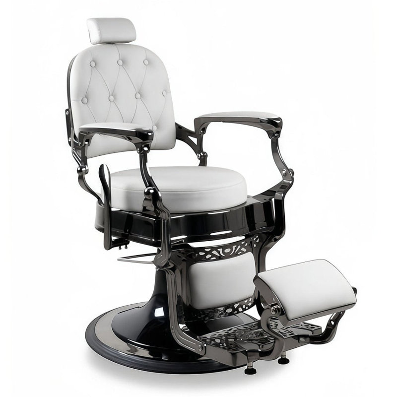 Fauteuil de coiffeur antique Greenlight Elegant gris clair avec chrome noir
