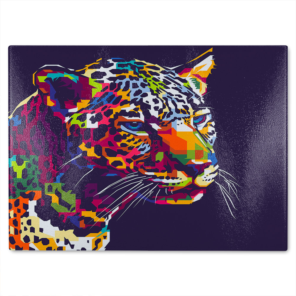 leopard face with pop art style Designer Glass Chopping Board
