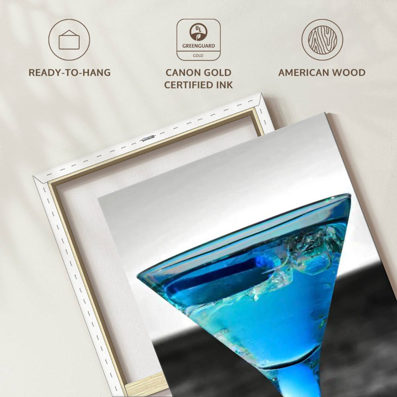 " Pop Blue Martini " Print, 24" H x 12" W x 1.25" D