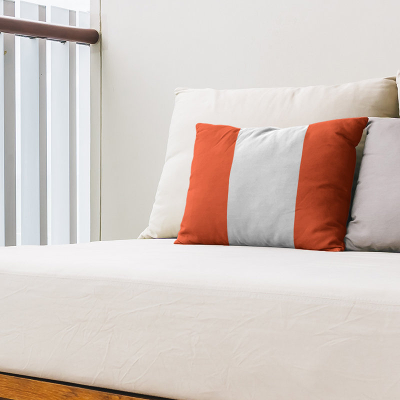 Coussin intérieur/extérieur, Orange / blanc