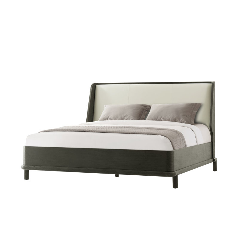 Repose Upholstered Wingback Bed, Charcoal Oak, King