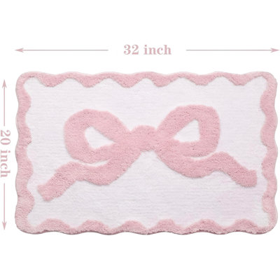 Mignons tapis BCBG avec bords festonnés, microfibre douce, ultra absorbante, antidérapante, décor de chambre Coquette pour meuble-lavabo, douche, chambre à coucher