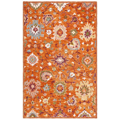 Tapis rouille / vert touffeté à la main Vahakn