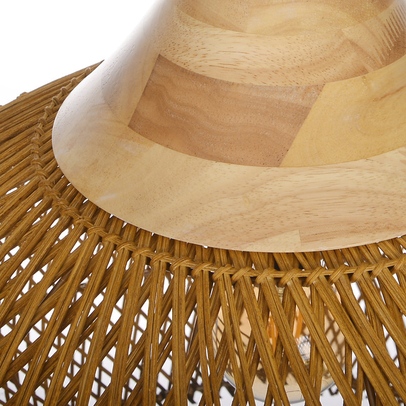 Luminaire suspendu géométrique naturel à 1 lumière Bridin, Brun, 17.72" H x 23.62" W x 23.62" D